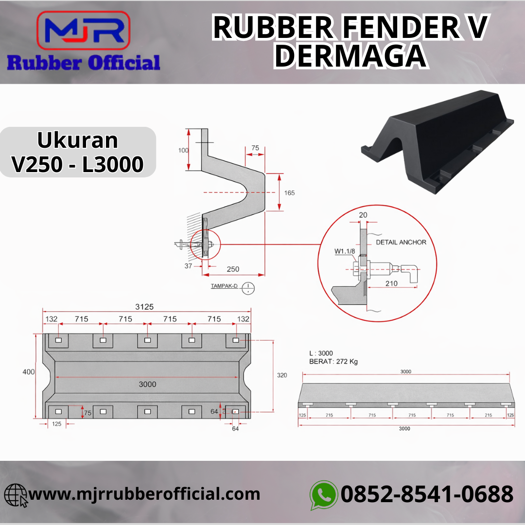 Rubber Fender Type V250 L3000 mjr rubber official