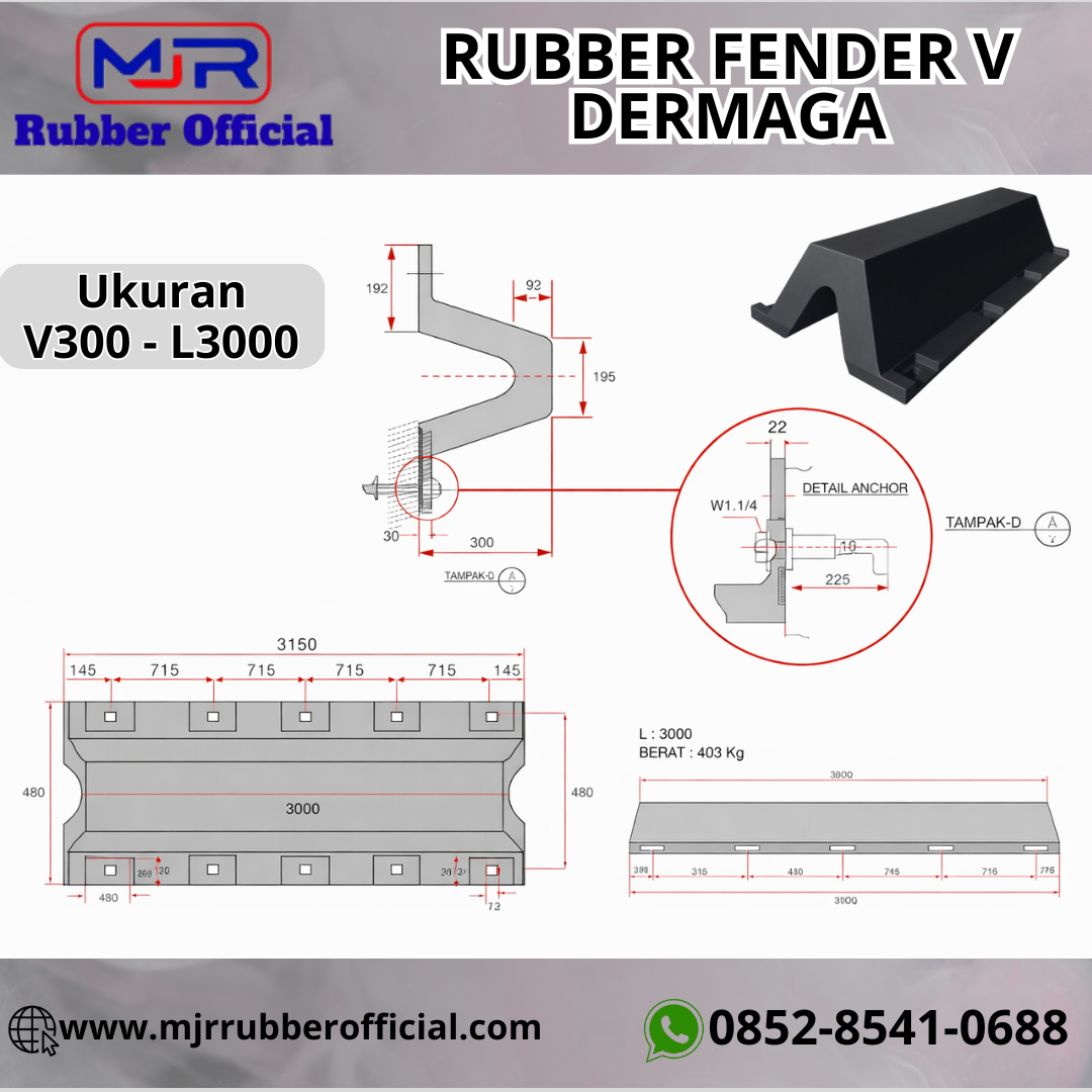 Rubber Fender Type V300 L3000