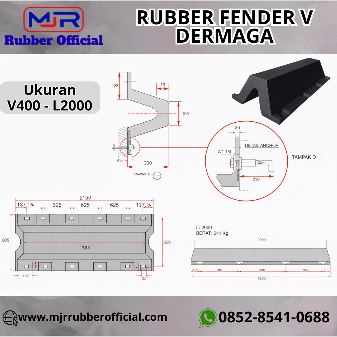 Rubber Fender V Dermaga V400 L2000